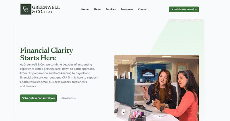 Screenshot of example website number 1